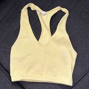 Free people movement Yellow Ribbed Crop Top